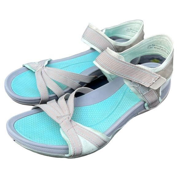 Baretraps Sonya Gray Teal Women’s Sandals Size 8M Hook Loop Sandals - Picture 1 of 13